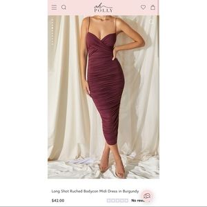 Burgandy/Dewberry Rouched Midi Bodycon Dress